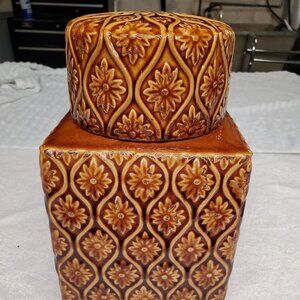 Marron Glace lidded jar, ceramic